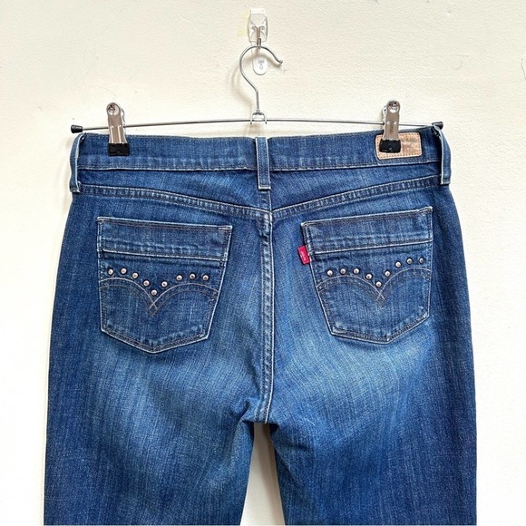 Levi's 515 Boot Cut Embellished Pocket Dark Wash Denim Jeans, Size 8 Long - Picture 5 of 9